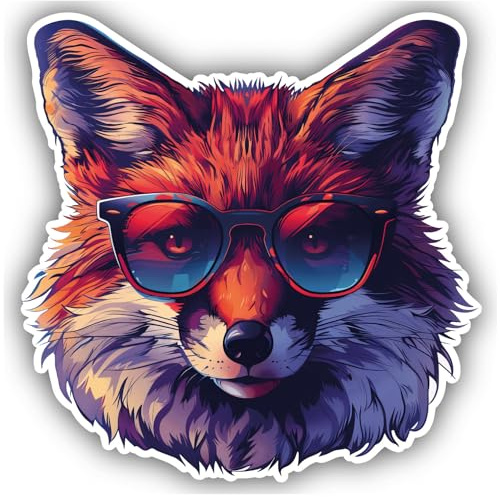 Samunshi® Cooler Fuchs mit Sonnenbrille Aufkleber Autoaufkleber für Motorrad Fahrrad Roller oder Auto Sticker Fahrrad Mtb Mountainbike Rennrad Comic Cartoon Retro Drip Sticker 10x10cm