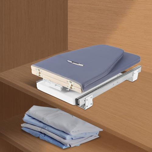 Tabla de planchar extensible, tabla de planchar plegable, tabla de planchar para pared, plegable, giratoria, plegable, para cajón, armario, tabla de planchar para pared, ahorro de espacio, gris