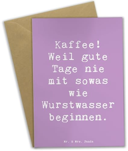 Mr. & Mrs. Panda Klappkarte Spruch Freude am Kaffee - Geschenk, Gefühl, Zitat, Grußkarte, neujahrskarte, Kaffeeliebhaber, dankeskarten, Stimmungen, hochzeitskarten, Glück, Alltagsfreuden, Motivation