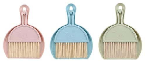 Katutude Ensemble Pelle à Poussière Et Brosse, 3PCS Ensemble Petit Balai Et Pelle À Poussière Mini Pelle Et Balayette Ensemble de Brosses Table Pelle à Poussière pour Nettoyer Bureau Voyage Cuisine