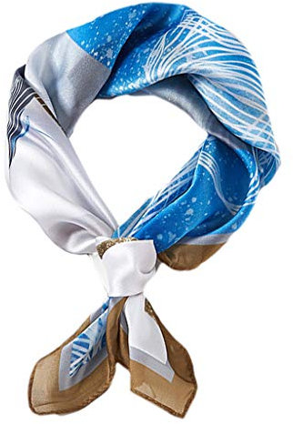 Watreketal Halstuch,53x53cm Damen Kunstseide Kleiner Quadratischer Schal Blumen Berge Bedruckt Elegante Handtasche Band Wrap Dekoratives Stirnband Bandana