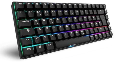 Sharkoon Skiller SGK50 S3 PBT Schwarz, RGB Gaming Keyboard, Gateron G PRO 3.0 Yellow, 75% Layout