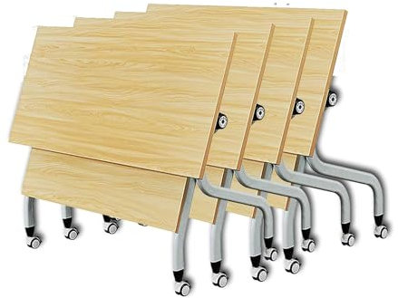F Konferenztisch-Set mit leisen Rädern, Metallrahmen, 4 Stück, mobile Trainingsseminartische für Büro und Konferenzraum