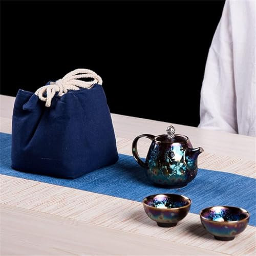 asdchZen Juego De Té, Juego De Tres Piezas, Tetera De Dos Tazas, Tazas De Té Y Juego De Té De Cerámica para Vino, Juego De Té Inglés De Cristal