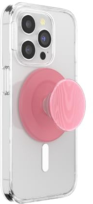 PopSockets Phone Grip for MagSafe with Kickstand, Magnetic Stand, Swappable Top, Secure Hold for iPhone MagSafe Cases, Phone & Tablet Grip, Cute PopSockets - Alum Moire Putty | Removable, For Kindle / Android / iPhone, With Magnet, Pink, Metal, Enamel, Top