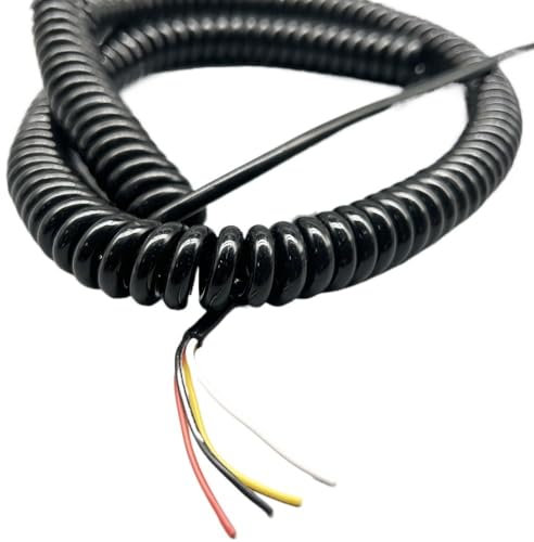 Bobina retrattile a filo elastico multicore, Cavo di alimentazione a spirale nero 20AWG resistente al freddo, cavo a spirale a 4 fili(Stretch 3.75 Meters)