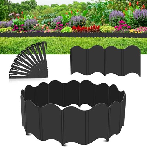 20 piezas de borde de césped de piedra borde de cama de plástico borde de cama de borde de césped borde de tierra con pinchos para jardín 3 m