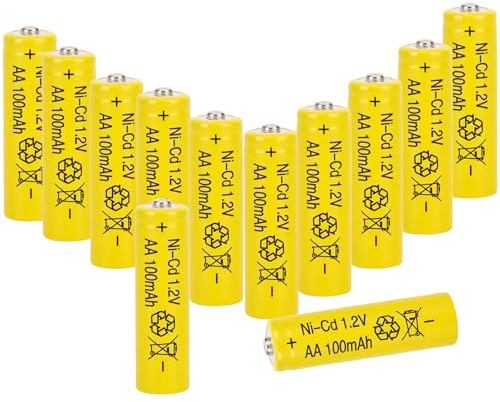 Betmaxful 12 Packs 1.2V AA 100mAh NiCd Rechargable Batteries Cell for Solar String Lights,Outdoor In-Ground Lights,Low-Drain Devices