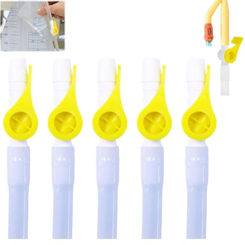 Wjelet 5pcs Catheter Valve Urine Drainage Catheter Valves Two-Way Valve with Smooth Edges Soft Tubing Effective Alternative to Leg Bags