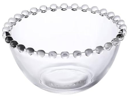 Ensemble de 3 saladiers en verre avec motif perlé - Bols à punch en verre trempé épais, antidérapants et résistants à la chaleur, résistants aux chocs, for la cuisine, les fêtes et le service(XS)