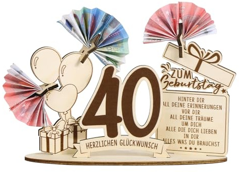 BOFUNX Geldgeschenke zum 40. Geburtstag für Männer Frauen Holz Verpackung Geschenke 40 Geburtstag Jubiläum Geburtstag Holz Schild Gästebuch Geburtstagsgeschenk 40 Geburtstag Geschenk Tischdeko