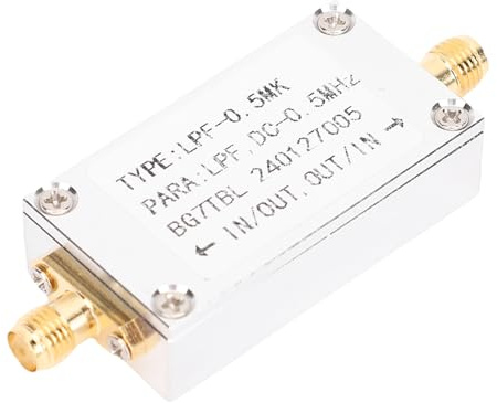 ASHATA Low Pass Filter, 0.5MK Low Pass Subwoofer Crossover with SMA Interface 50 Ohm, Efficient Signal Filtering, Aluminium Alloy