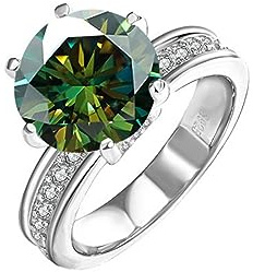 5ct Moissanite bröllopsringar for kvinnor rundskurna D-färg VVS1 diamantring grön/gul/rosa förlovningsringar med certifikat(Green,7)