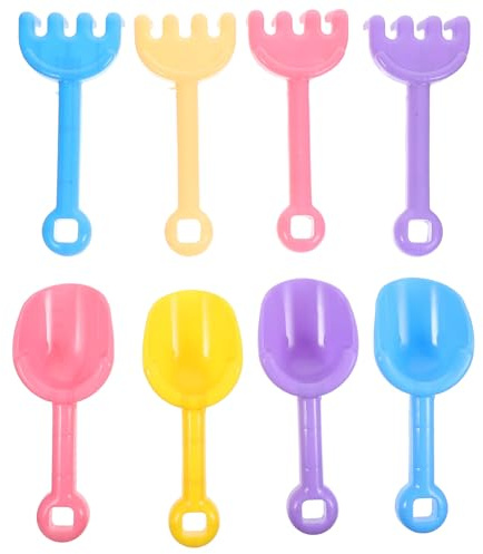 LRXIYODE Palas de Arena de Colores y Rastrillos, Set de 8 Piezas (4 Palas 4 Rastrillos), Juguetes de Playa y Jardín para Excavación al Aire Libre, Ideales para Juegos Color Color Aleatorio