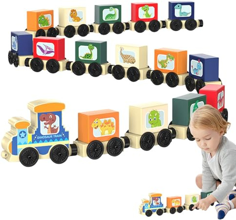 Genérico Trä Magnetiskt Tågset för Barn | 23x16x5,5 - Trädjurståg | För, Party Present, Barnkammare, Förskola, Skola, Hemundervisning Och Vacac