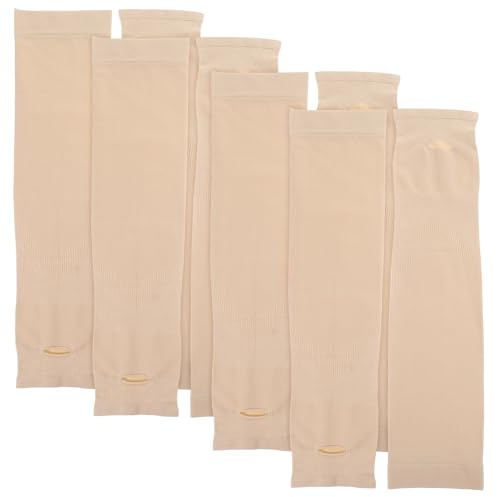 HEATSHAKING 4 Pares de Mangas de Brazo de Chinlon para Protección Solar y Uso Prolongado, Cubre Brazos Beige para Deportes al Aire Libre y Running en Verano