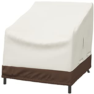 Amazon Basics Outdoor Lounge Deep Seat Garden Furniture Cover Waterproof, 1 Seater - Set of 2, Beige / Tan