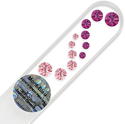 Mini-Glasnagelfeile von Hand dekoriert mit Swarovski Elements, geliefert in einer Hülle aus schwarzem Samt - Echtem gehärteten Glas aus Tschechien