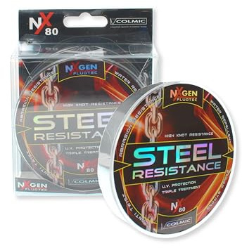 Colmic – Steel Resistance – Monofil de pêche en Nylon NXGEN FLUOTEC 150 m / 300 m – Haute résistance au nœud, Anti-Abrasion, Anti-UV, Hydrofuge – Produit Officiel Colmic (150 m - Ø 0.2 mm)
