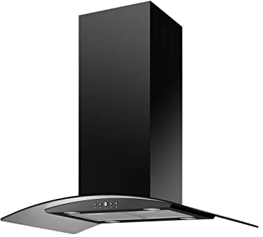 electriQ 90cm Curved Glass Island Cooker Hood - Black