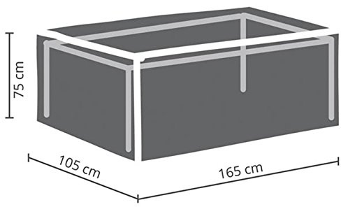 Perel Wasser- und UV-beständige Schutzhülle für Gartentisch 165 x 105 x 75 cm, robuste rechteckige Abdeckung gegen Regen und Schmutz, atmungsaktives Gewebe, geeignet für Tische bis 160 cm