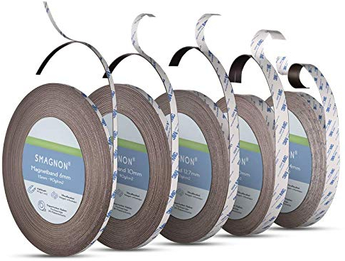 Smagnon® Magnetband selbstklebend mit 3M Kleber – Magnetstreifen für Fliegengitter, Basteln & Kennzeichnung – Meterware, Stärke 1,5mm, Haftkraft 90g/cm² – Typ A & B Kombiband (6mm A+B)