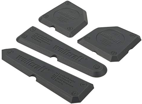 wolfcraft Fugenglätter Set - 4-teilig - 4330000 - für Silikon und Acryl - Kantenprofile 90°/45° - Radien 5-12 mm - elastischer TPU-Kunststoff