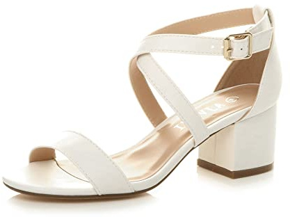 AJVANI Womens ladies mid low block heel peep toe ankle strap strappy party sandals size