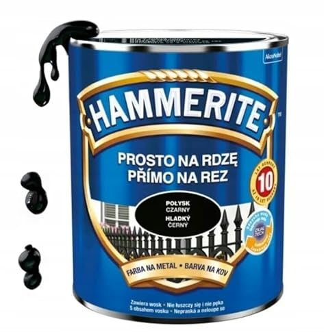 Hammerite Metallschutz-Lack Lack Rostschutz 0,7 l Glänzend (Glänzend Schwarz)
