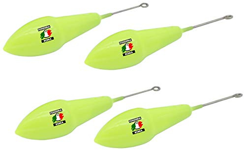 Piombo Roccotop con astina plastificato extra fosforescente, gr 30, confezione da 4 pz