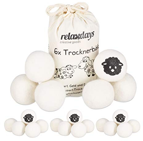 Relaxdays Boules de séchage XXL, Lot de 24, balles sèche-Linge, en Laine de Mouton, écologique, Set Pratique, Ø 7 cm, Blanc
