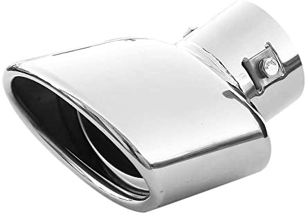 Auspuffblende Endrohr Endstuck Auspuff Blende Schalldampf Sportauspuff Universell Schalldampf Sport Tuning Optik Edelstahl Oval bis 55mm Chrom AutoHobby
