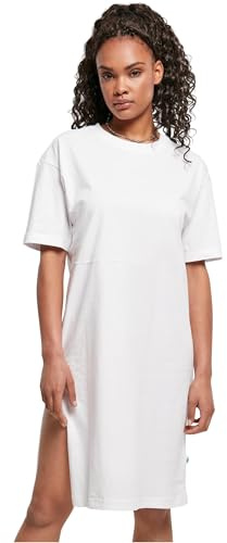 Urban Classics Damklänning av ekologisk bomull i stor storlek, t-shirt för kvinnor, med slits i många färger, storlekar XS – 5XL, Vit, S