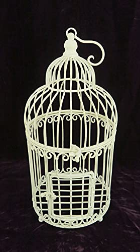 antiker Vogelkäfig Vogelbauer Blumenkäfig Dekokäfig antik Weiss Pflanzenkäfig Pflanzkäfig Jugendstil Kolonialstil Metall Metallkäfig