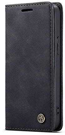 Chocoyi Schutzhülle für iPhone 13 Mini Flip Leather Edition, magnetisch, Standfunktion und Kartenfächer, Schwarz