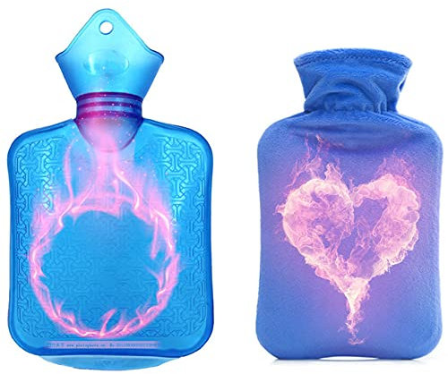 Borsa dell'Acqua Calda in Gomma con Morbida Fodera in Peluche per scaldavita, (Color : Blue)