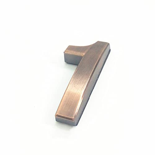 Selbstklebende 3D Hausnummern 50mm 0-9 Buchstabe A-Z Strichschild Moderne Rote Bronzefarbe Türnummer Adresse Ziffern 3M-Aufkleber Schild ABS-Galvanik, für Hotel Apartment Briefkasten (1)