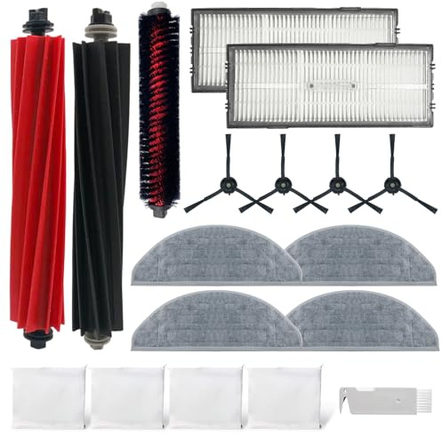 Home Times Zubehör-Set für Roborock S8, S8+, S8 Pro Ultra, 2 Gummibürsten, 2 Hepa-Filter, 4 Seitenbürste, 4 Wischtücher, 4 Staubbeutel, 1 Bürste, 18.tlg