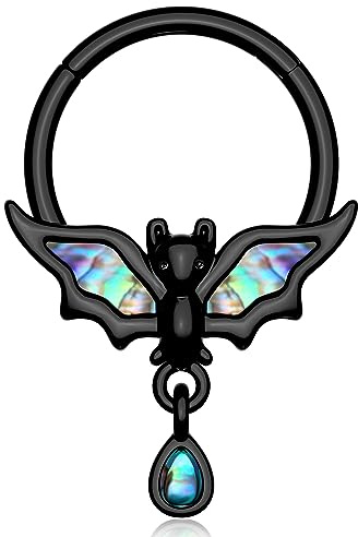 Melighting Glow in The Dark Septum Ring 16g Helix Ohrring mit Tropfenanhänger Knorpel Hoop Septum Piercing Daith Conch Piercing Schmuck für Halloween