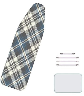 BLEDD Copriasse da stiro fine con 4 clip, 160 x 60 cm (per asse da stiro con lunghezza da 145 a 155 cm, larghezza da 45 a 55 cm)