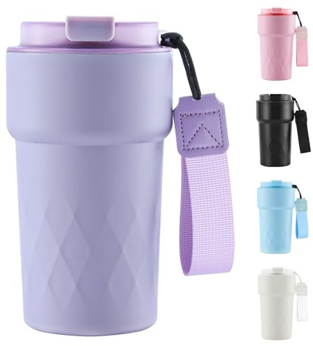 Tasse de voyage isotherme à double paroi en acier inoxydable avec couvercle étanche, 510 ml (violet)