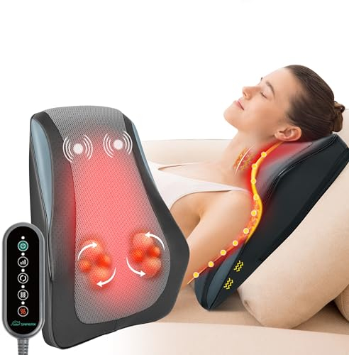 Snailax Massagegerät Rücken Nacken, Nackenmassagegerät mit Wärme, Shiatsu Rückenmassagegerät, 3D Knet-Massagekissen für Nacken Rücken Schulter Beine, Geschenke für Mama Papa Frauen