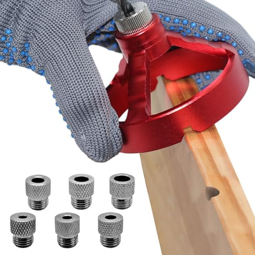 VOBOR Soporte Taladro Vertical para Carpintería, Aleación de Aluminio, Posicionador de Perforación con 5/6/7/8/9/10mm Bujes de Taladro