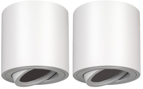 yeerockal Lot de 2 Spots LED en Saillie Plafonnier Orientable Avec Douille GU10 Spot Encastrable en Aluminium | Ampoule non Incluse | (Blanc)