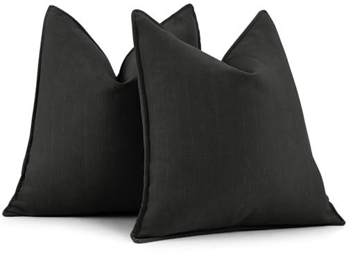 ZWJD Schwarz Kissenbezug 40x40 2er Set Chenille Kissenbezüge Sofakissen Kissenhüllen mit elegantem Design, weiche und luxuriöse dekorative Dekokissen für Couch, Bett und Heimdekoration