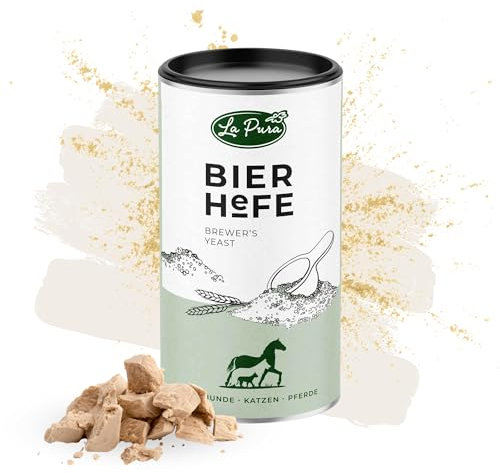 LaPura Bierhefe Hund, Katze & Pferd - gegen Haarausfall, Schuppen, Juckreiz & trockene Haut, mit Omega 3 & 6, Biotin, B-Vitaminen, 100% natürliches Bierhefe Pulver für Hunde, Katzen & Pferde, 250 g