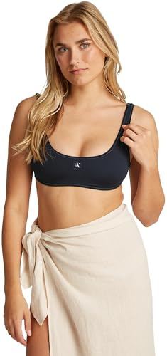 Calvin Klein Donna Top Bikini Bralette Imbottitura Estraibile, Nero (Pvh Black), L