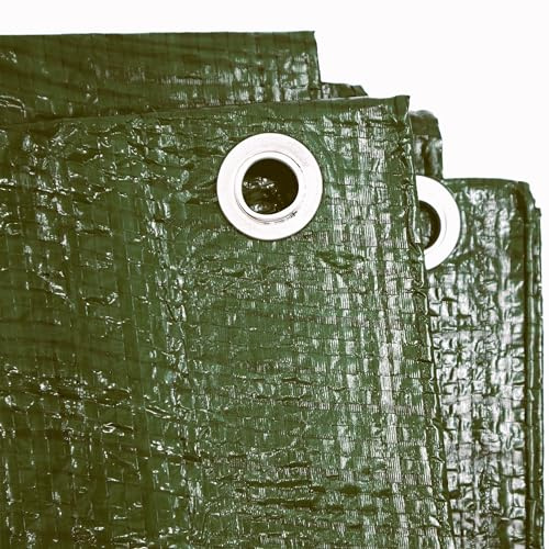 Abdeckplane 3 x 5m GRÜN Wasserdicht + 1x Bildmagnet! Gewebeplane mit Ösen Gartenplane Tarnplane Plane für Outdoor & Garten Holz Gartenmöbel Camping & Survival Ausrüstung 300 x 500 cm Abdeckfolie