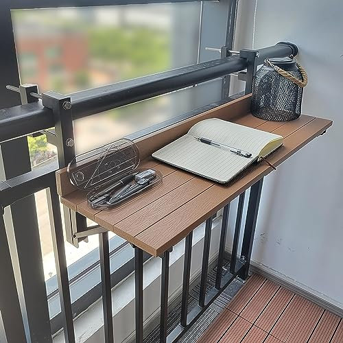 ZGFOZJGC Balkon-Stehtisch für Geländer, Hängetische für den Außenbereich für Terrassen, an der Wand montierter, Kleiner, zusammenklappbarer, platzsparender Serviertisch für die Veranda im Garten