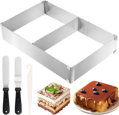 Cornice da forno rettangolare regolabile, in acciaio inox, rettangolare, rettangolare, per torte, pizza, decorazione per feste